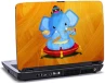 Laptop skin med elefant i midten og orange baggrund