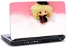 laptop skin med dukke i bl&Atilde;&cedil;dt dun