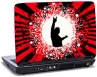 Laptop skin med person i centrum og rød/sorte streger omkring Laptop skin med person i centrum og rød/sorte streger omkring