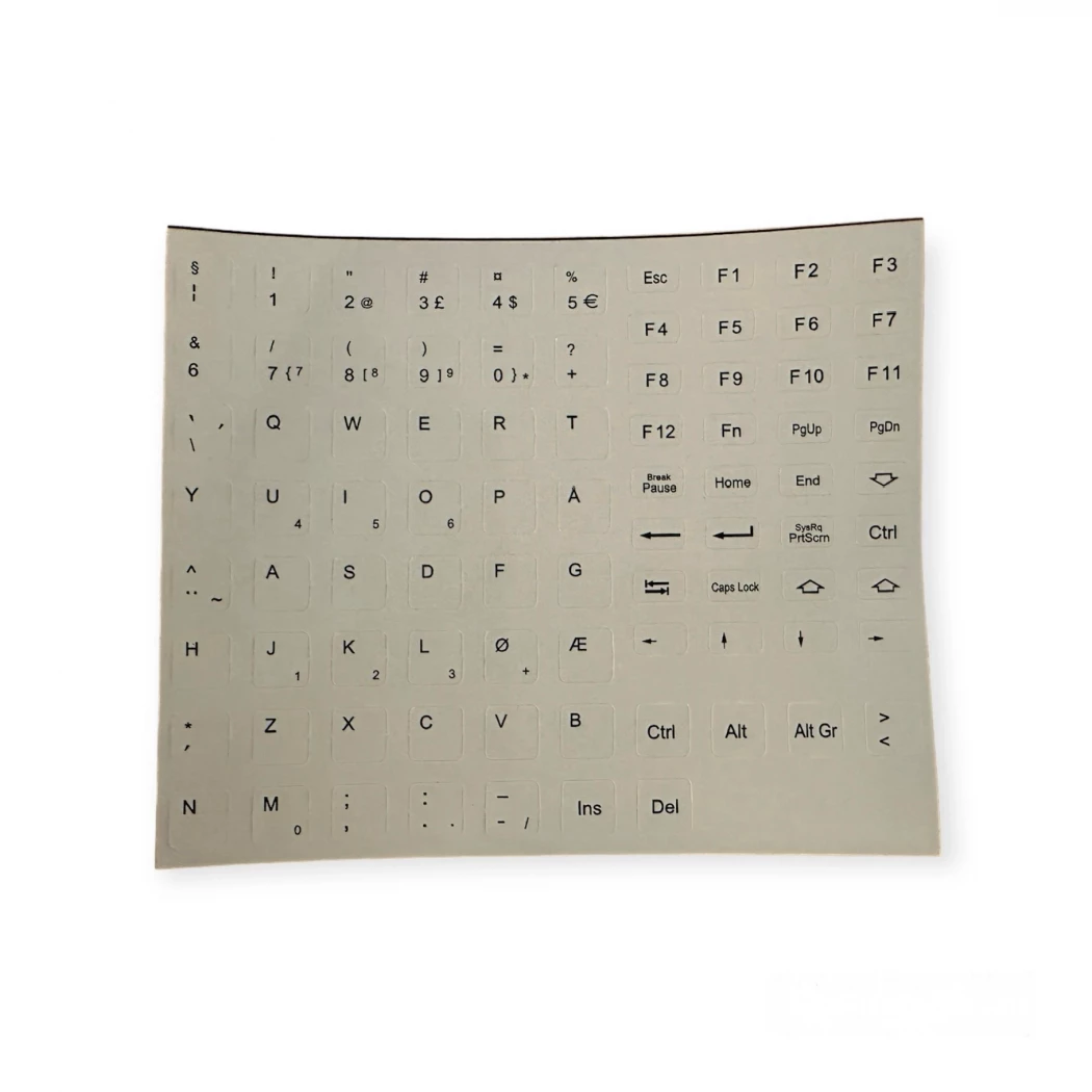 Tastatur Sticker - Dansk Layout - Grå