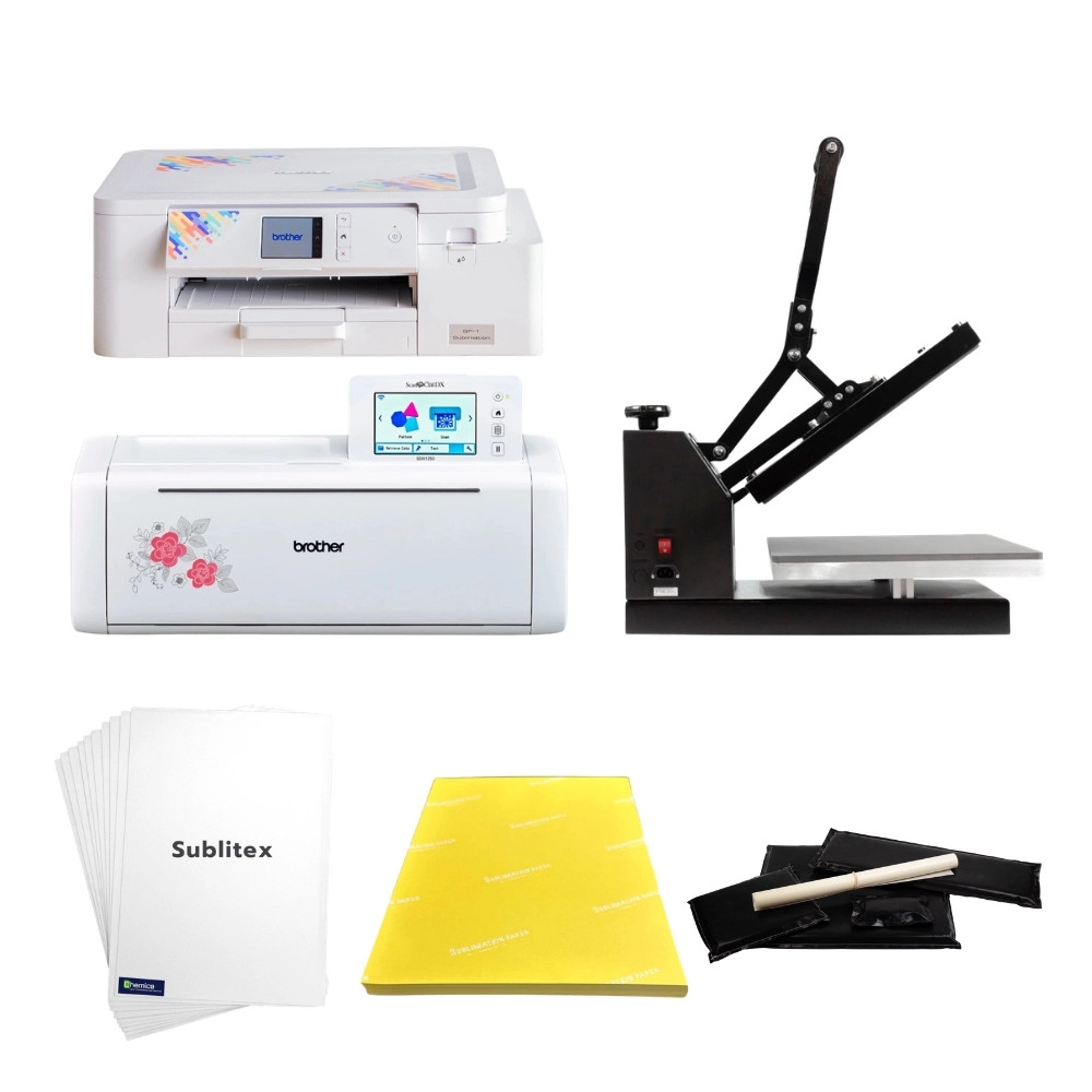 Brother sublimations pakke med SDX1250 Skæreplotter, SP1 Printer og standard varmepresser