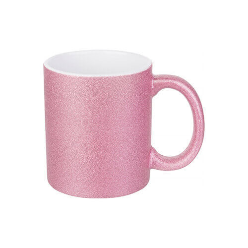 Glitter krus i Pink farve til sublimation - 36 stk.