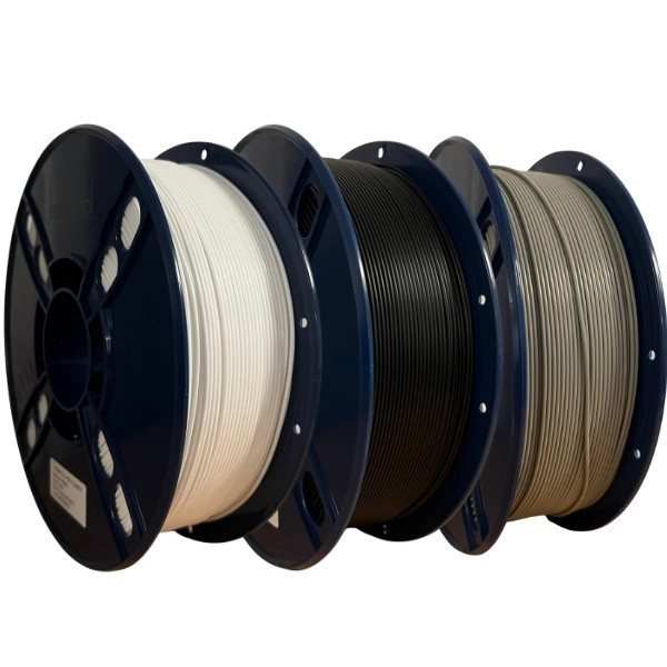 SKILPRO - PLA++ Filament pakke - 1kg Hvid, 1kg sort og 1kg grå