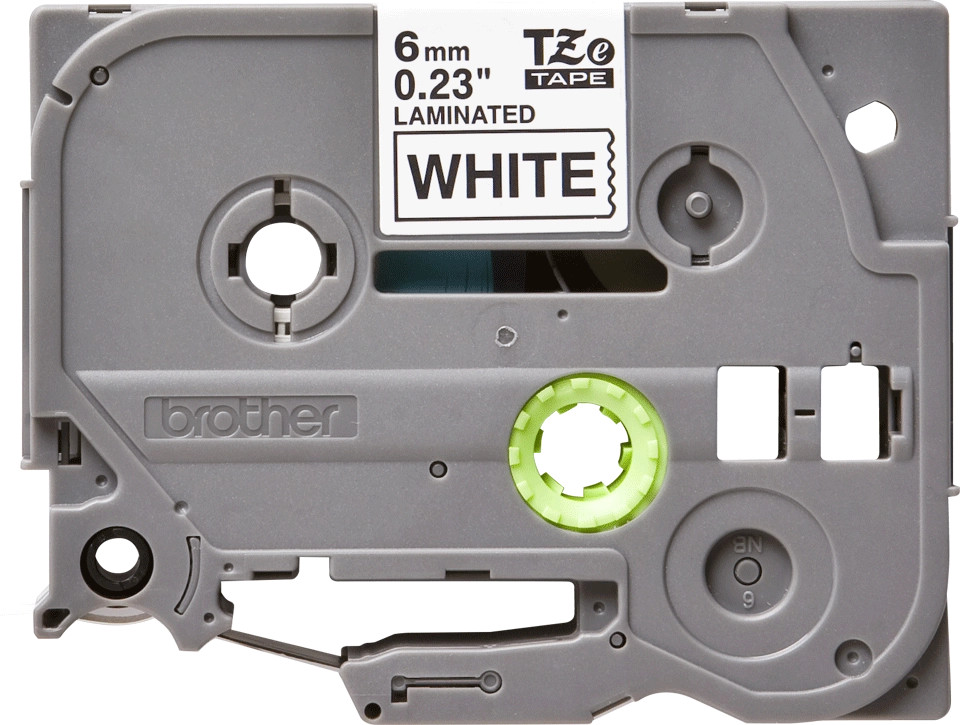 Brother original TZe211 tape – sort på hvid, 6 mm bred