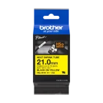 Brother original HSe-651E - 21 mm krympeflextape i sort p&aring; gul