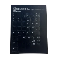 Tastatur Sticker - Dansk Layout - Sort med Myriad pro font.