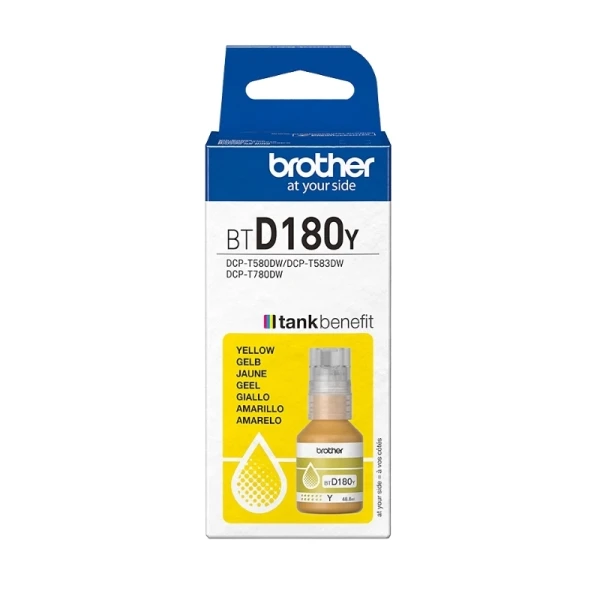 Original Brother bl&aelig;kflaske i gul - BTD180Y
