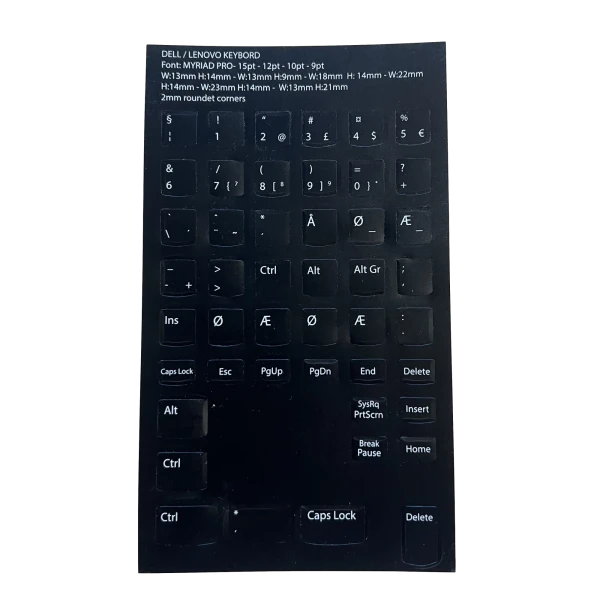 Tastatur Sticker - Dansk Layout - Sort - DELL/Lenovo Keyboard