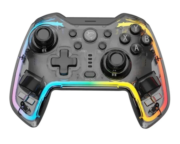 White Shark PRAETORIAN Bluetooth RGB Gamepad Klar/Sort White Shark PRAETORIAN Bluetooth RGB gamepad klar sort gennemsigtig gaming controller