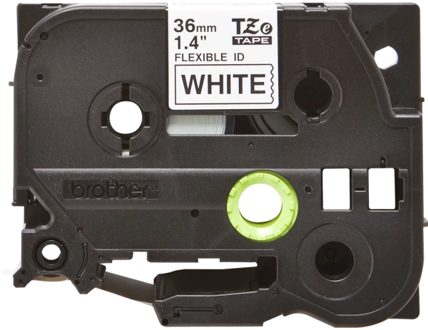 Brother original TZe-FX261 tape &ndash; sort tekst p&aring; hvid, fleksibel kabeltape, 36 mm bred