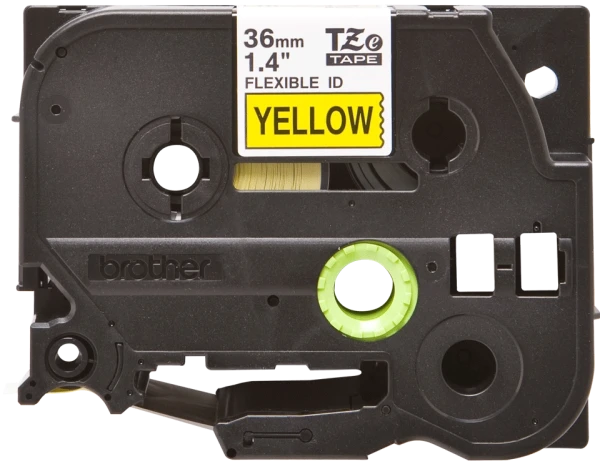 Brother original TZe-FX661 tape &ndash; sort tekst p&aring; gul, fleksibel kabeltape, 36 mm bred
