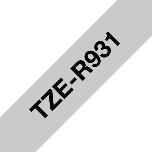 Brother original TZe-R931 satinbånd - Sort på sølv, 12 mm bredt Brother original TZe-R931 satinbånd - Sort på sølv, 12 mm bredt